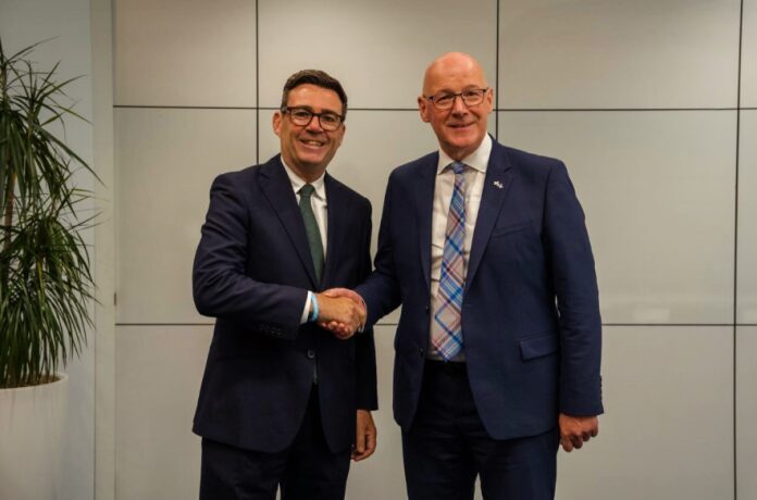 Andy Burnham in Glasgow for major devolution summit with John Swinney