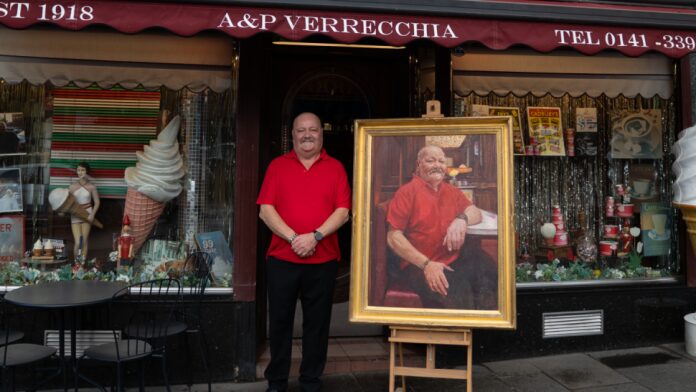 Glasgow's University Cafe owner painted by royal artist for Saatchi Gallery exhibition